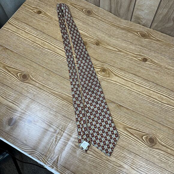 Nina Ricci Men’s Silk Necktie Tie Burgundy‎ Floral Pattern Made In Paris 57”x4” - Picture 2 of 10